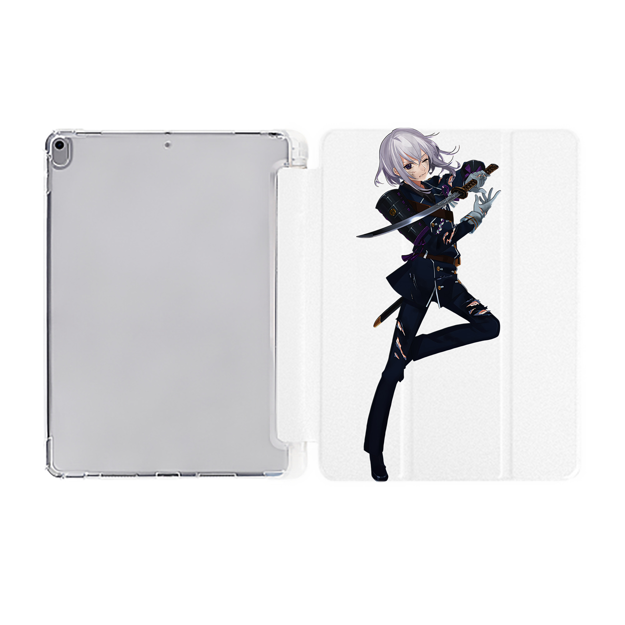 （画像用） 刀剣乱舞 Touken Ranbu IPad ケース ペン収納付き 三つ折りスタンド PUレザー×シリコン 対応機種9.5/10.5/10.9インチ